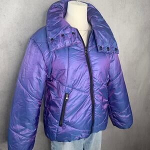 Coffee Shop Y2K Purple Retro Winter Puffer Jacket Size Medium